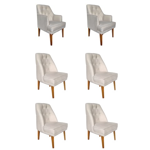 Kit 4 Cadeiras Paris + 2 Paris Retro Suede Bege Dominic Decor