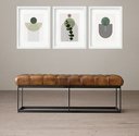 Ver imagem 1 de Kit 3 Quadros Grandes Abstratos Minimalista Verde Folhagem 60x48cm:moldura Branca