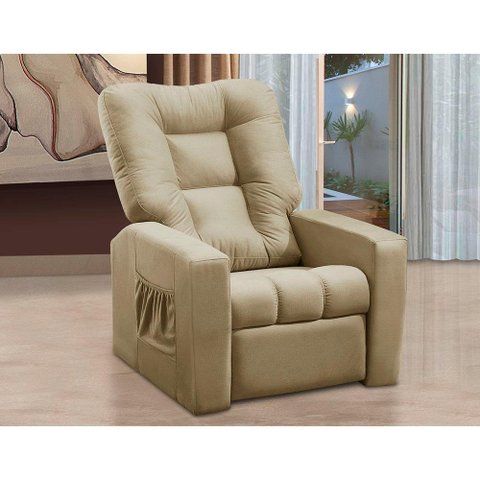 Poltrona Do Papai Reclinável Irlanda Suede Bege Madelina Decor