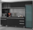 Ver imagem 1 de Cozinha Modulada 4 Peças Andréia 280cm Preto com Tampo Ajl