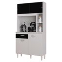 Ver imagem 1 de Armário para Cozinha Ambiente Kit Duda 90 Cm Branco Preto - Poquema
