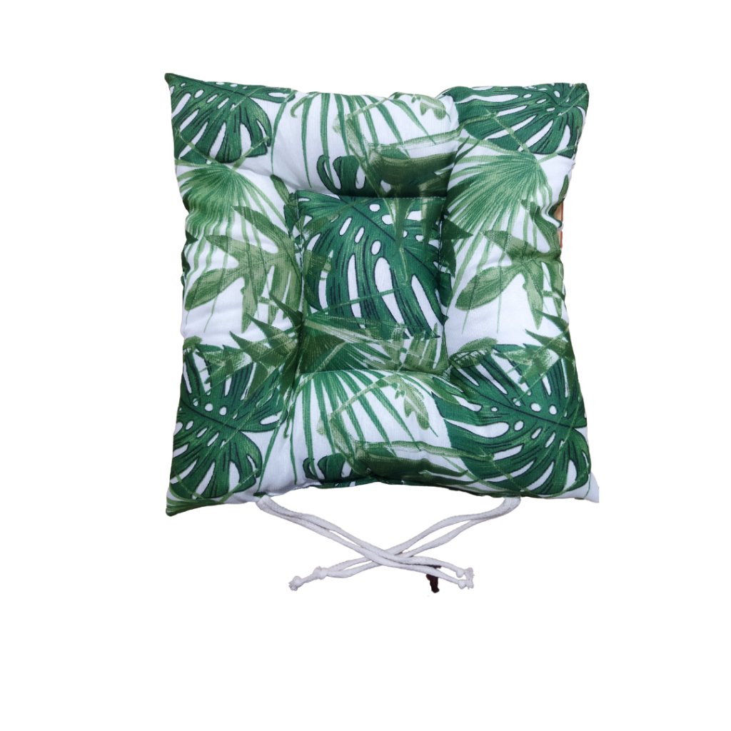 Almofada Assento 60 Cm X 60cm Estamapada:verde Escuro e Branco - 1