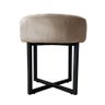 Puff Decorativo Madrid Base Preto Assento Suede Capuccino - Ruotolo Decor - 1