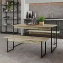 Ver imagem 2 de Mesa de Jantar com 2 Bancos Estilo Industrial Tub Carvalho / Est.preta