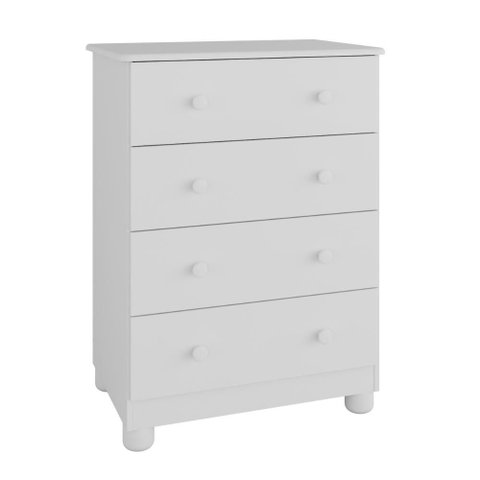Cômoda Infantil Peroba Júnior Simples Mdf Branco 4 Gavetas