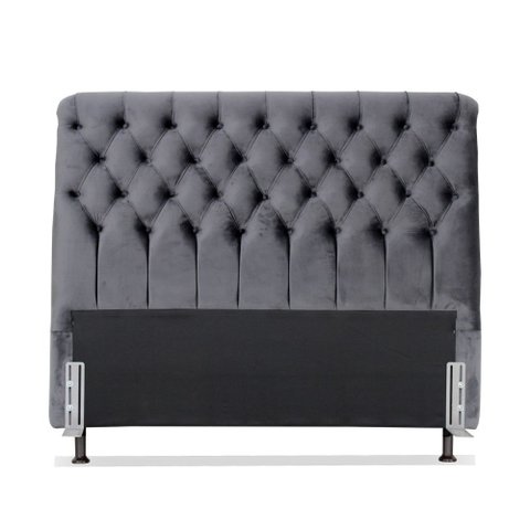 Cabeceira de Cama Box Queen 158 Cm Padua Casavezi Suede Veludo Cinza Escuro