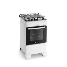 Fogão 4 Bocas Branco com Mesa Inox Atlas Mônaco Top Bivolt - 1