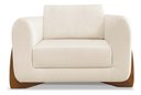 Ver imagem 2 de Poltrona Decorativa New para Sala Pés Madeira Linho Bege Bz Home Decor