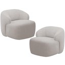 Ver imagem 1 de Kit 02 Poltronas Decorativa Fixa Orgânica para Sala Living Barolo L06 Bouclê Cinza - Lyam Decor