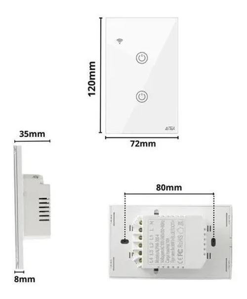 Interruptor inteligente, alexa, sensor 2 teclas,sensor alexa