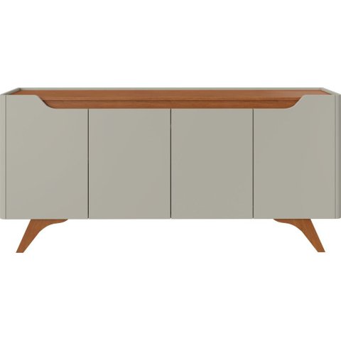 Buffet Grécia 4 Portas com Pés em Madeira Maciça Mv - Rei de Casa Off White/naturale