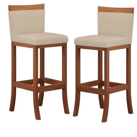 Conjunto 02 Banquetas Alta em Madeira Maciça Paris 