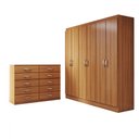 Ver imagem 3 de Guarda-roupa Casal Aiden 6 Portas 2 Gavetas com Cômoda 10 Gavetas Cinamomo - Panorama Móveis