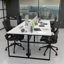 Ver imagem 4 de Estação de Trabalho Mesa Plataforma Industrial 4 Lugares Office