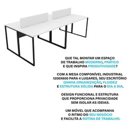 Estação de Trabalho Mesa Plataforma Industrial 4 Lugares Office - 8