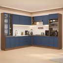 Ver imagem 1 de Armário de Cozinha Completa de Canto 549 cm Rustic/Azul Vik Madesa 01