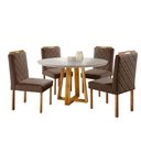 Ver imagem 1 de Mesa Redonda 1,0m e 4 Cadeiras Off-white Marrom Havana