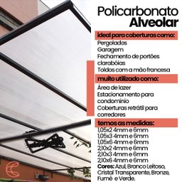 Chapa Policarbonato Alveolar 1,05x6,00 4milimetros Várias Cores:cristal/transparente - 4