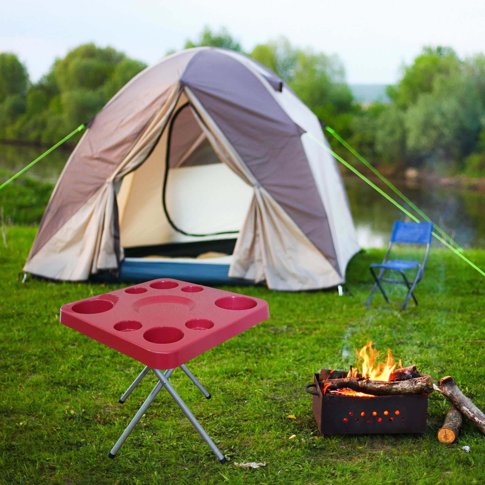 Mesa Dobrável para Petiscos Praia e Camping 44 Cm de Altura:vermelho - 5