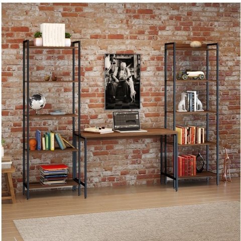 Conjunto 3 Peças com Escrivaninha e 2 Estantes Industriais Active Yescasa