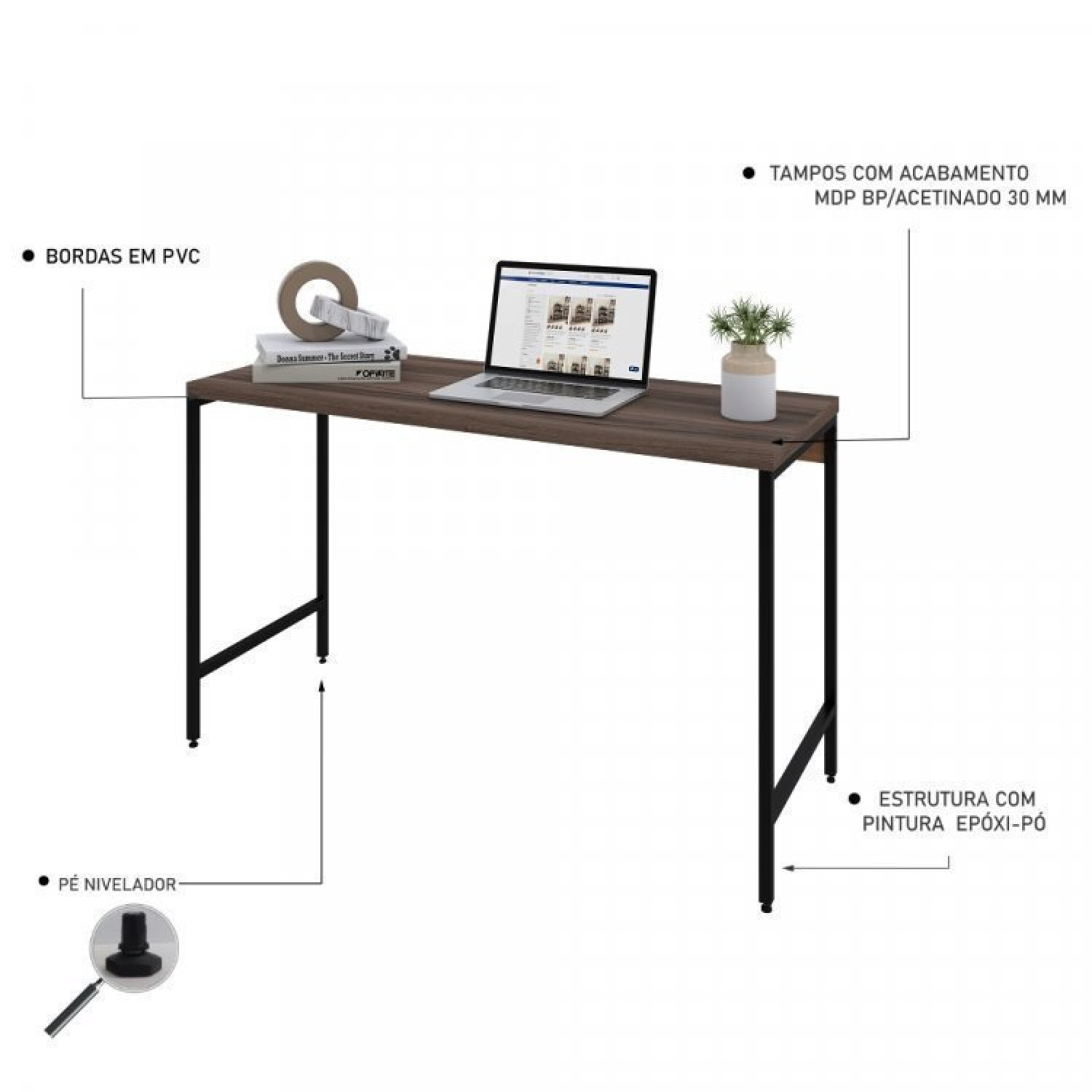 Conjunto Home Office 3 Peças com Escrivaninha e 2 Estantes Industriais Active Yescasa - 5