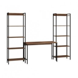 Conjunto 3 Peças com Escrivaninha e 2 Estantes Industriais Active Yescasa Marrom - 2 Conjunto 3 Peças com Escrivaninha e 2 Estantes Industriais Active Yescasa Marrom - 2