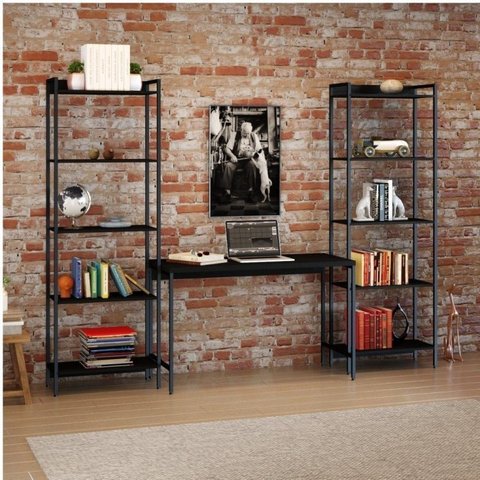 Conjunto 3 Peças com Escrivaninha e 2 Estantes Industriais Active Yescasa