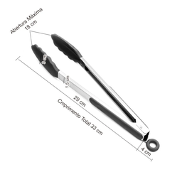 Jogo 2 Pinça Pegador Multiuso de Silicone 29,5 cm Preto - 3