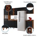 Ver imagem 5 de Armário De Cozinha Completa Com Adega 9 Portas 4 Gavetas Favorita Natura / Preto