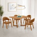 Ver imagem 1 de Conjunto Mesa de Jantar 1,20m Amadeirada com 4 Cadeiras em Corino Caramelo e Base de Madeira – Linha
