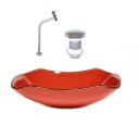 Ver imagem 1 de CUBA DE VIDRO ABAULADA 45CM VERMELHO FERRARI + VALVULA + TORNEIRA