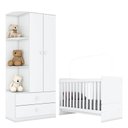 Ver imagem 1 de Berço Nacional e Guarda Roupa Infantil Labirinto Branco Brilho - Henn