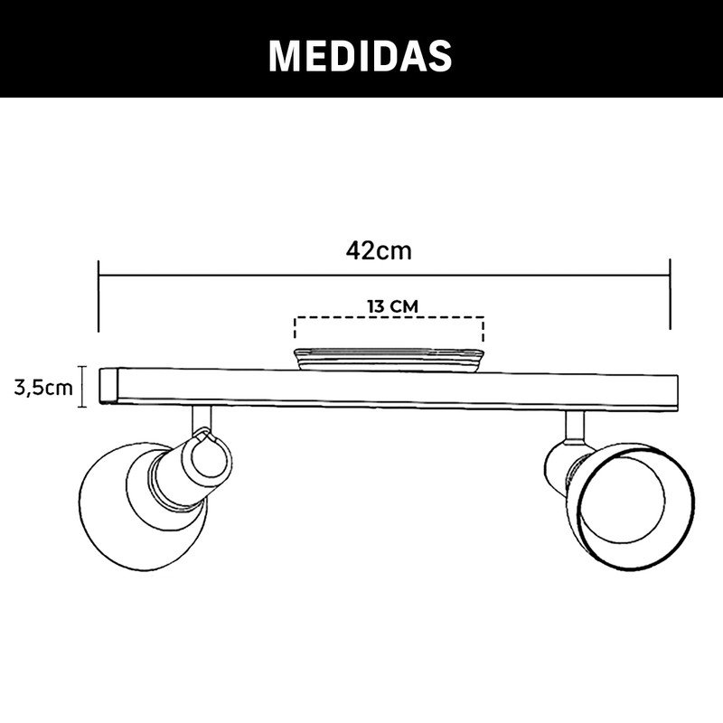 Luminária Trilho Spot Duplo com Canopla 2 Lâmpadas Direcionáveis E27 Cor:branco - 6