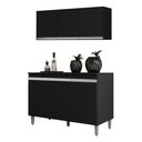Ver imagem 1 de Kit Cozinha Balcão Manu 120cm com Tampo Mdp e Aéreo Andréia Preto - Ajl Móveis Preto