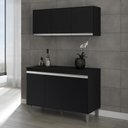 Ver imagem 2 de Kit Cozinha Balcão Manu 120cm com Tampo Mdp e Aéreo Andréia Preto - Ajl Móveis Preto