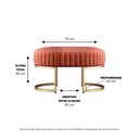 Ver imagem 2 de Banco Recamier Puff Glow Veludo Bege 75cm Zahav Estofados:Terracota