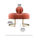 Ver imagem 3 de Banco Recamier Puff Glow Veludo Bege 75cm Zahav Estofados:Terracota