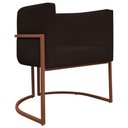 Ver imagem 1 de Poltrona Decorativa Recepção Luna Base de Ferro Bronze - Marrom Corino