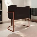 Ver imagem 2 de Poltrona Decorativa Recepção Luna Base de Ferro Bronze - Marrom Corino