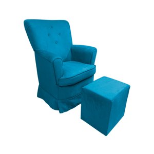 Poltrona de Amametação + Puff com Balanço Dayane Suede:azul Royal