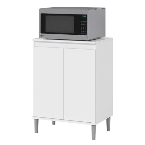 Balcão Microondas 2 Portas Multiuso Ej Móveis Cozinha:branco