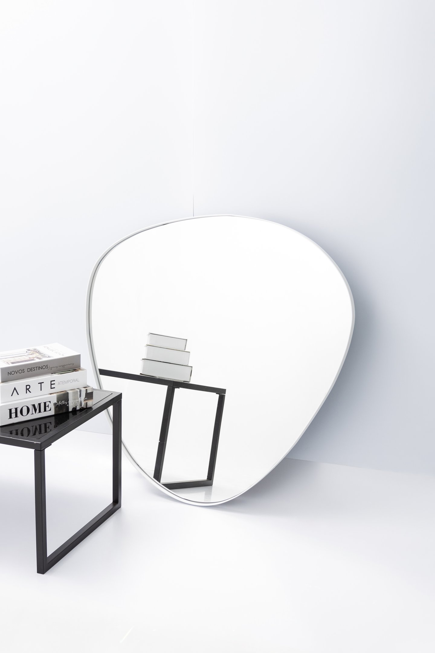 Espelho Orgânico com Moldura em Metal Quarto Sala Hall:branco - 2