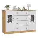 Ver imagem 2 de Cômoda Infantil 125cm 2 Portas com Vidro e 4 Gavetas Teddy Multimóveis Mp4490 Madeirado/branco