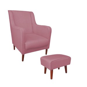 Poltrona Amamentação com Puff Manu Veludo Rose