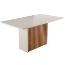 Ver imagem 1 de Mesa Jantar Largha 80,5cm x 90 cm Vidro Cris Branco/Mel/Off White