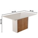 Ver imagem 3 de Mesa Jantar Largha 80,5cm x 90 cm Vidro Cris Branco/Mel/Off White