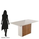 Ver imagem 4 de Mesa Jantar Largha 80,5cm x 90 cm Vidro Cris Branco/Mel/Off White