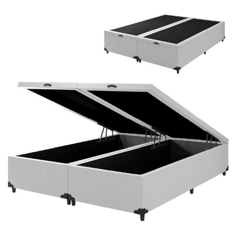 Cama Box com Baú King 1,93m Prince Branco Branco