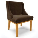 Ver imagem 1 de Poltrona Decorativa Base Fixa de Madeira Firenze Suede Marrom/Castanho - Gran Belo