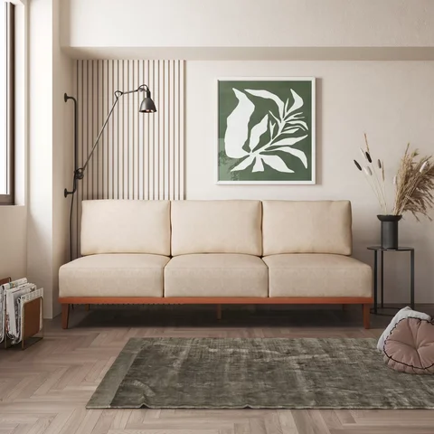 Sofá 3 Lugares Boreal com Mola Ensacada CabeCasa MadeiraOriginals